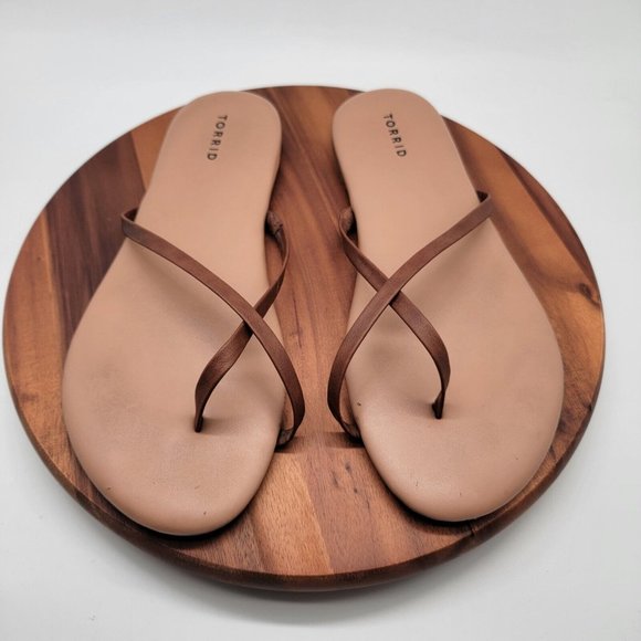 torrid Shoes - Torrid Womens Shoes Size 10W Brown Lightweight Ring Toe Slide Flip Flop Sandal